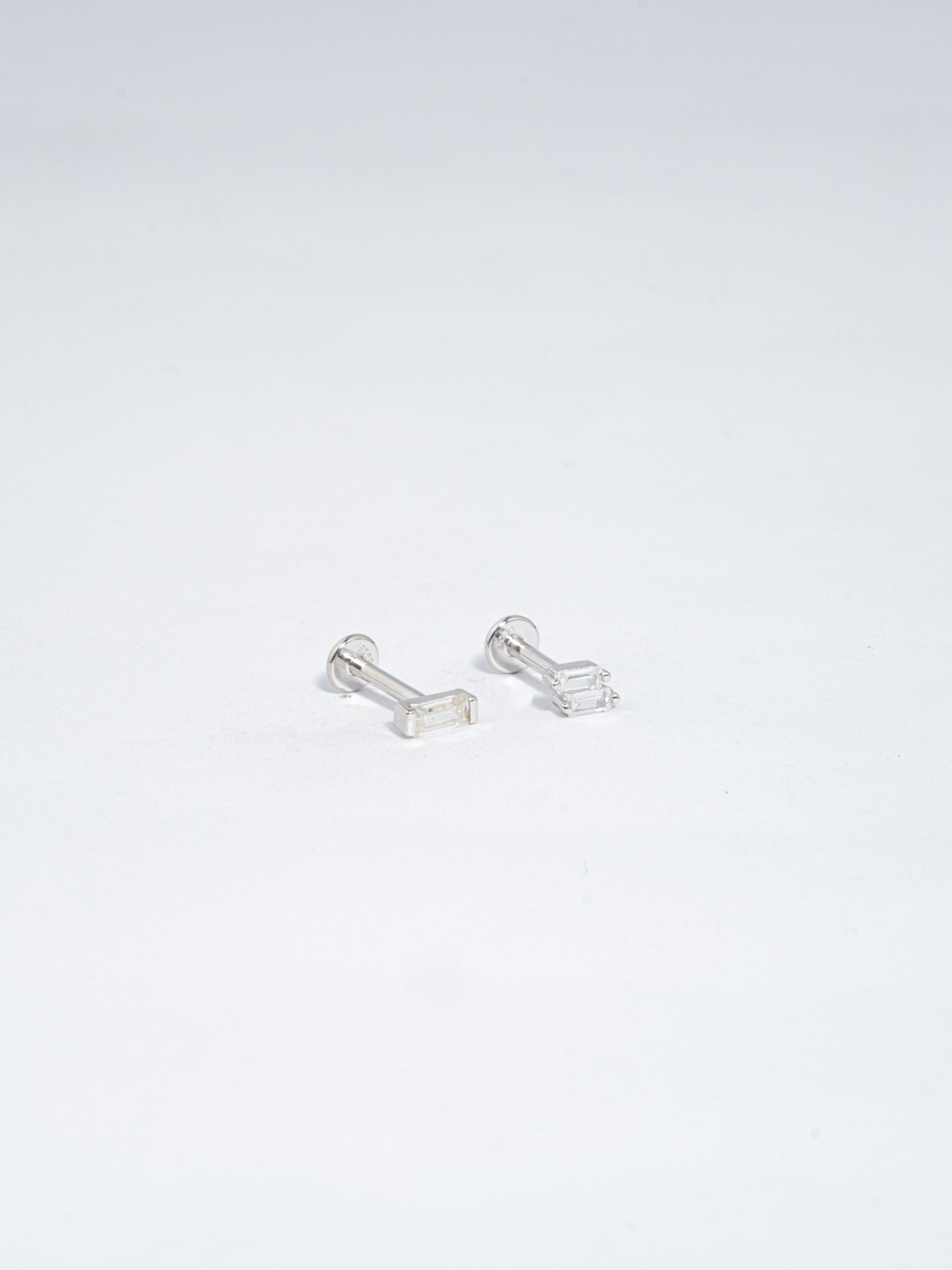 Piercing Zircón Transparente Plateado
