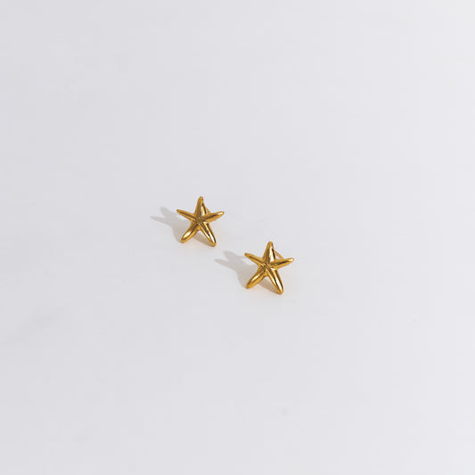 Aretes Una estrella de mar mini dorado