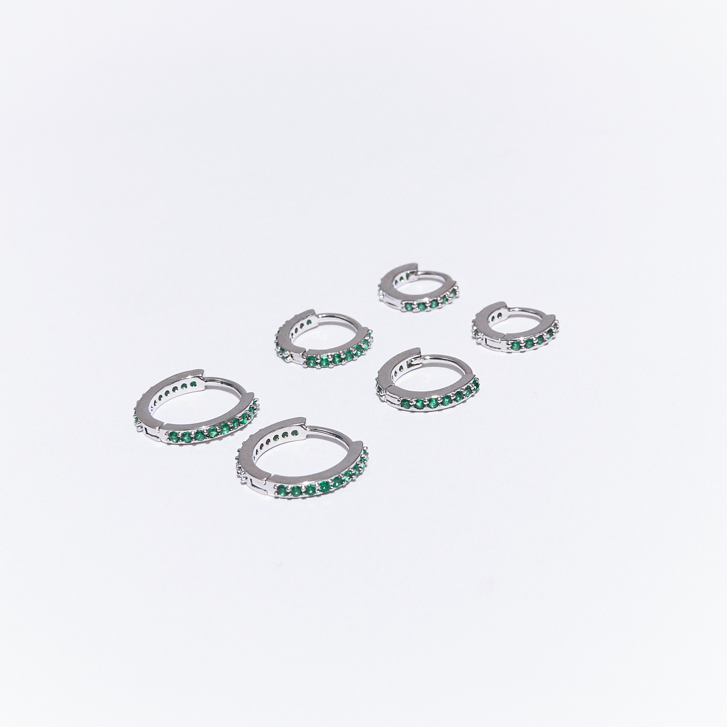 Silver Green Zircon Hoops