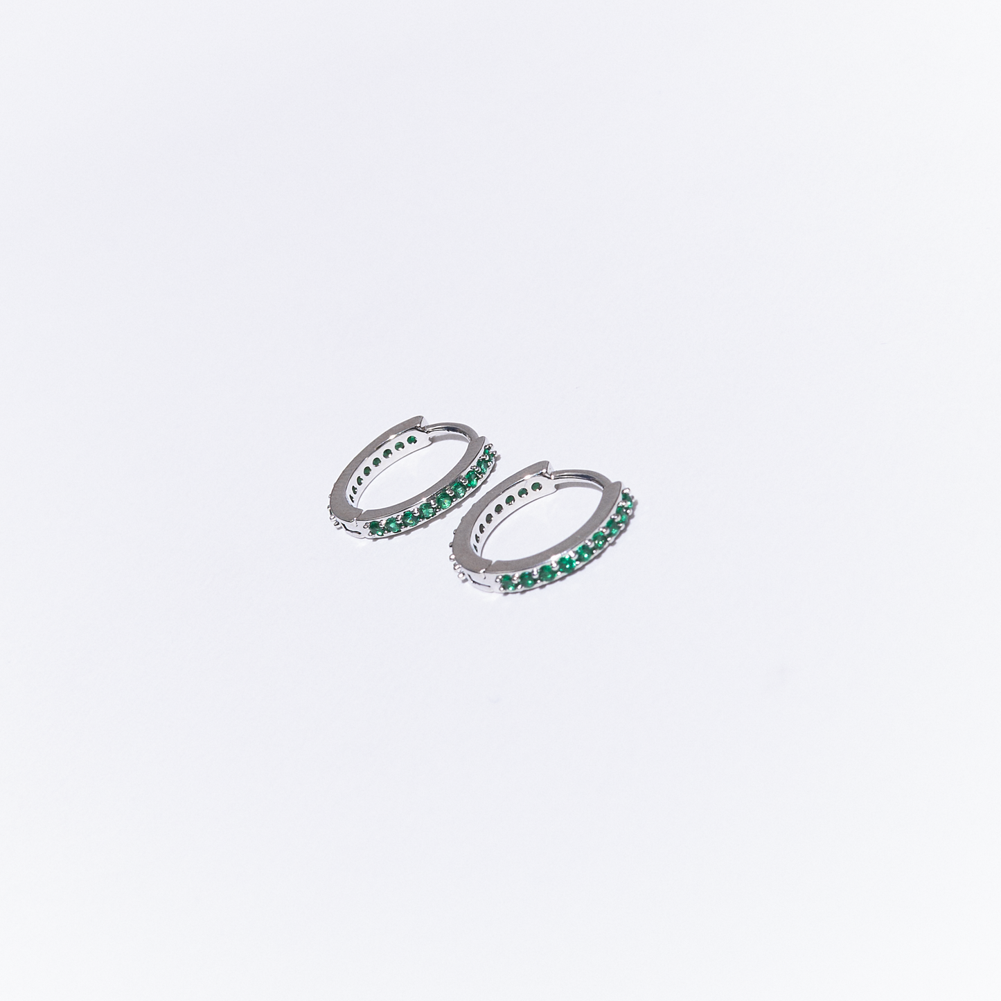 Silver Green Zircon Hoops