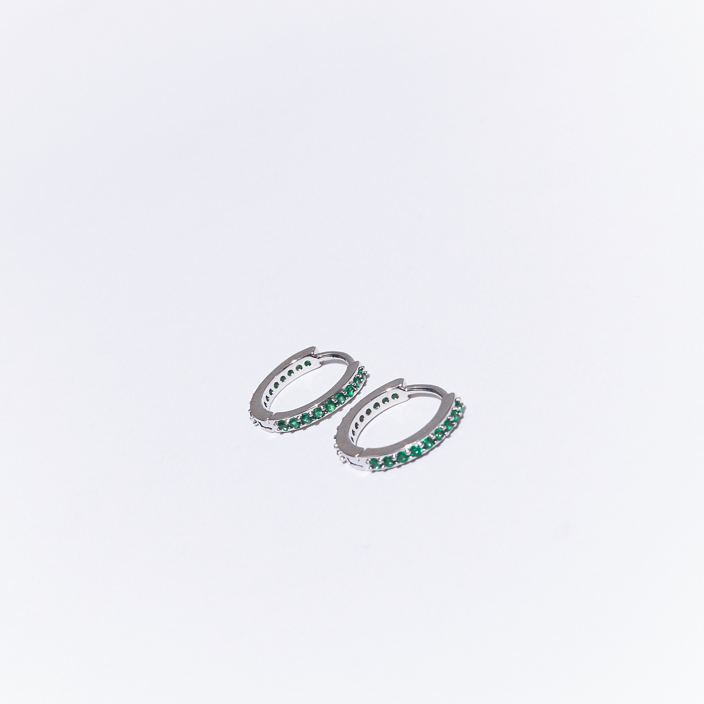 Silver Green Zircon Hoops