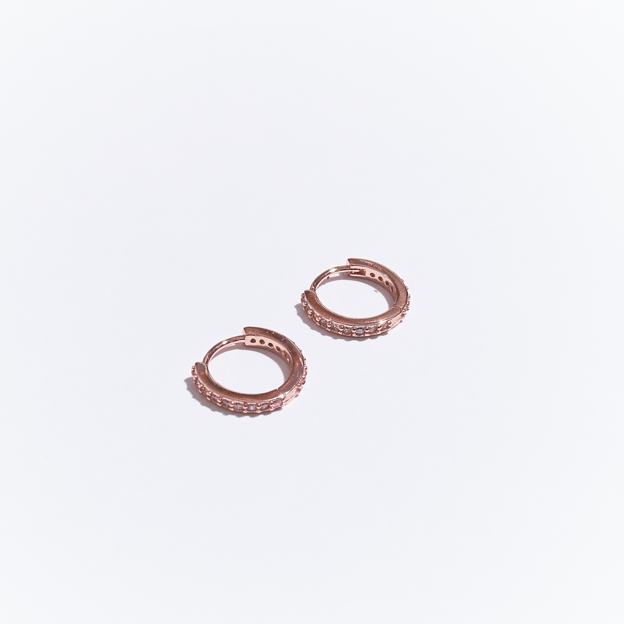 Transparent Zircon Hoops Rose Gold