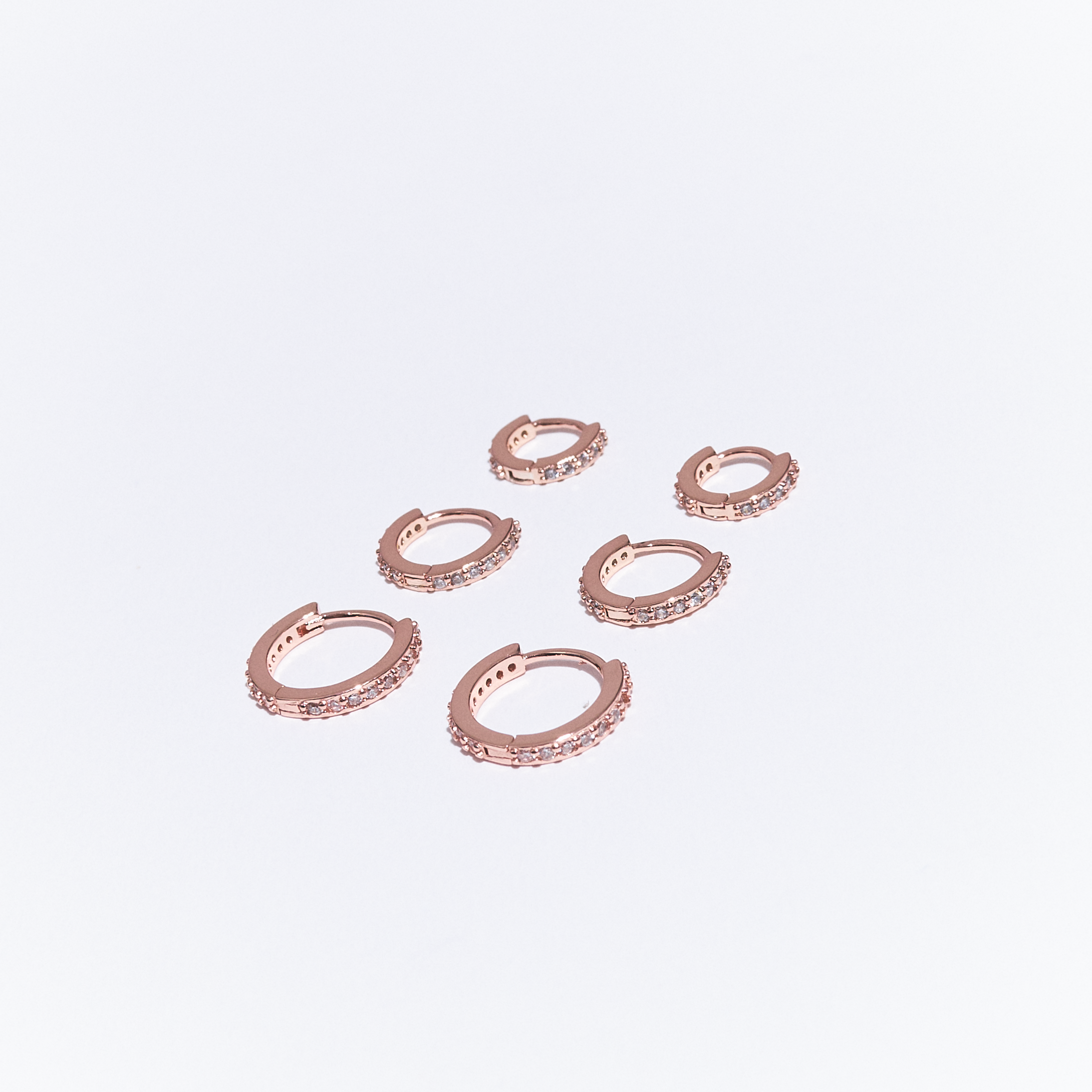 Transparent Zircon Hoops Rose Gold