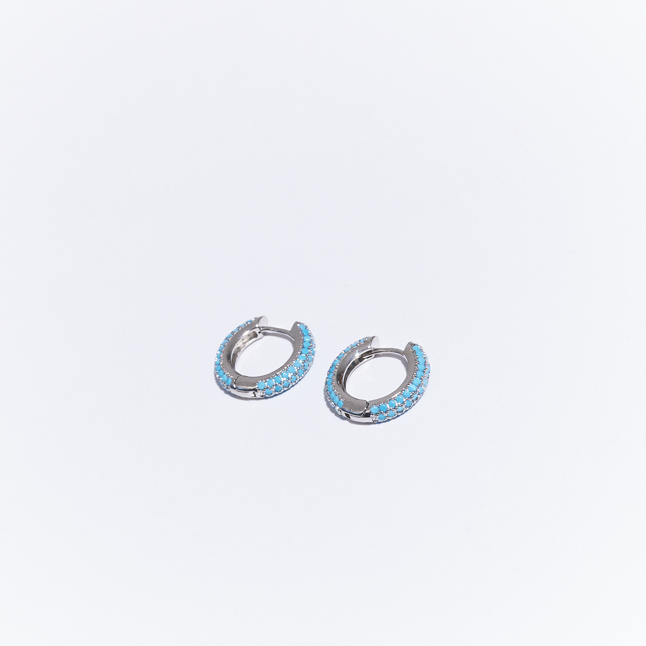 Silver Turquoise Egyptian Hoops