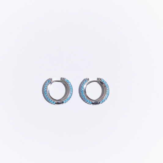 Silver Turquoise Egyptian Hoops