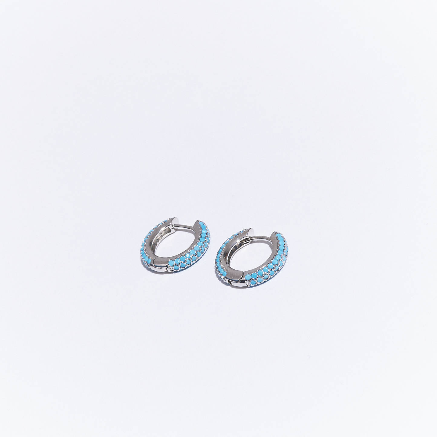Silver Turquoise Egyptian Hoops