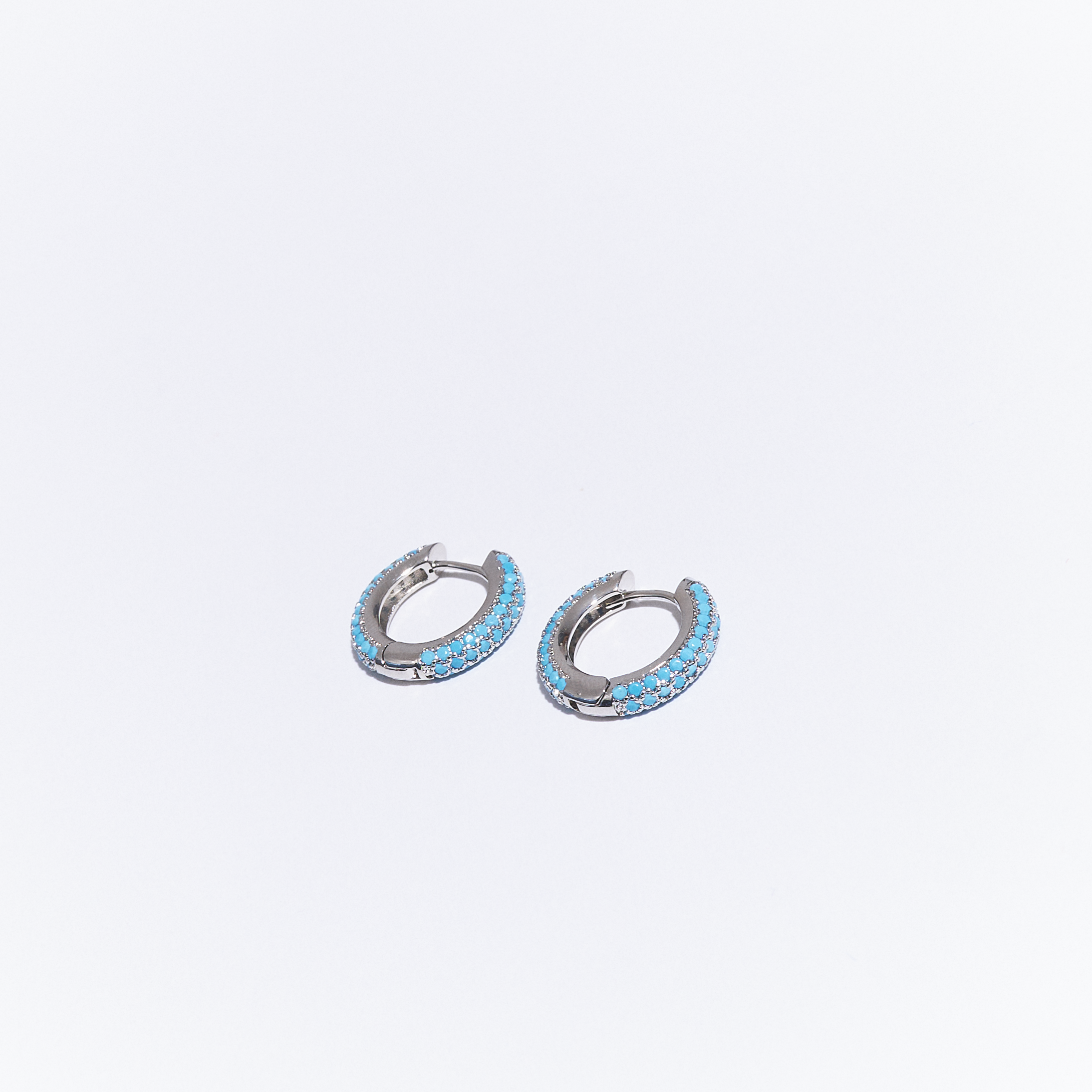 Silver Turquoise Egyptian Hoops