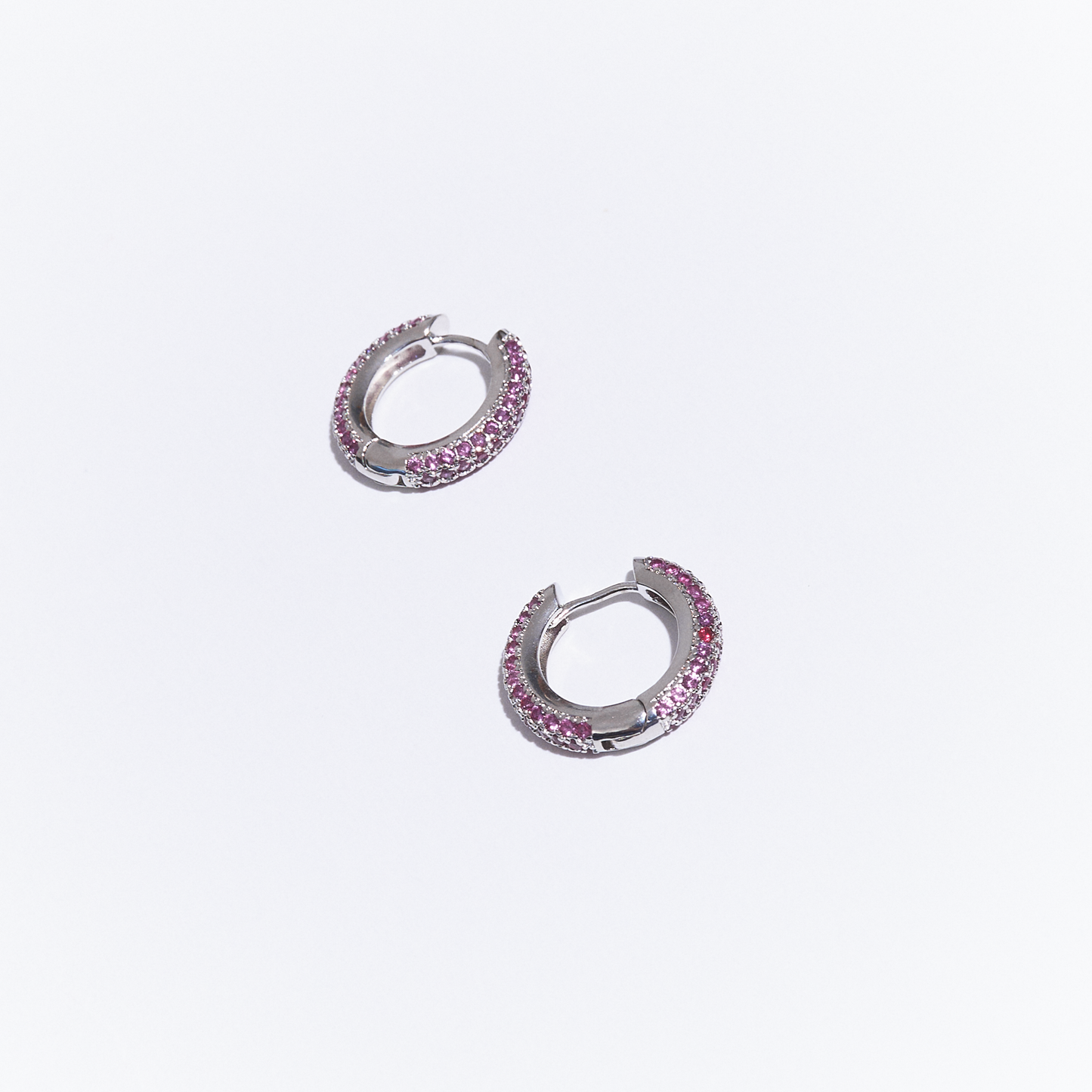 Silver Pink Egyptian Hoops