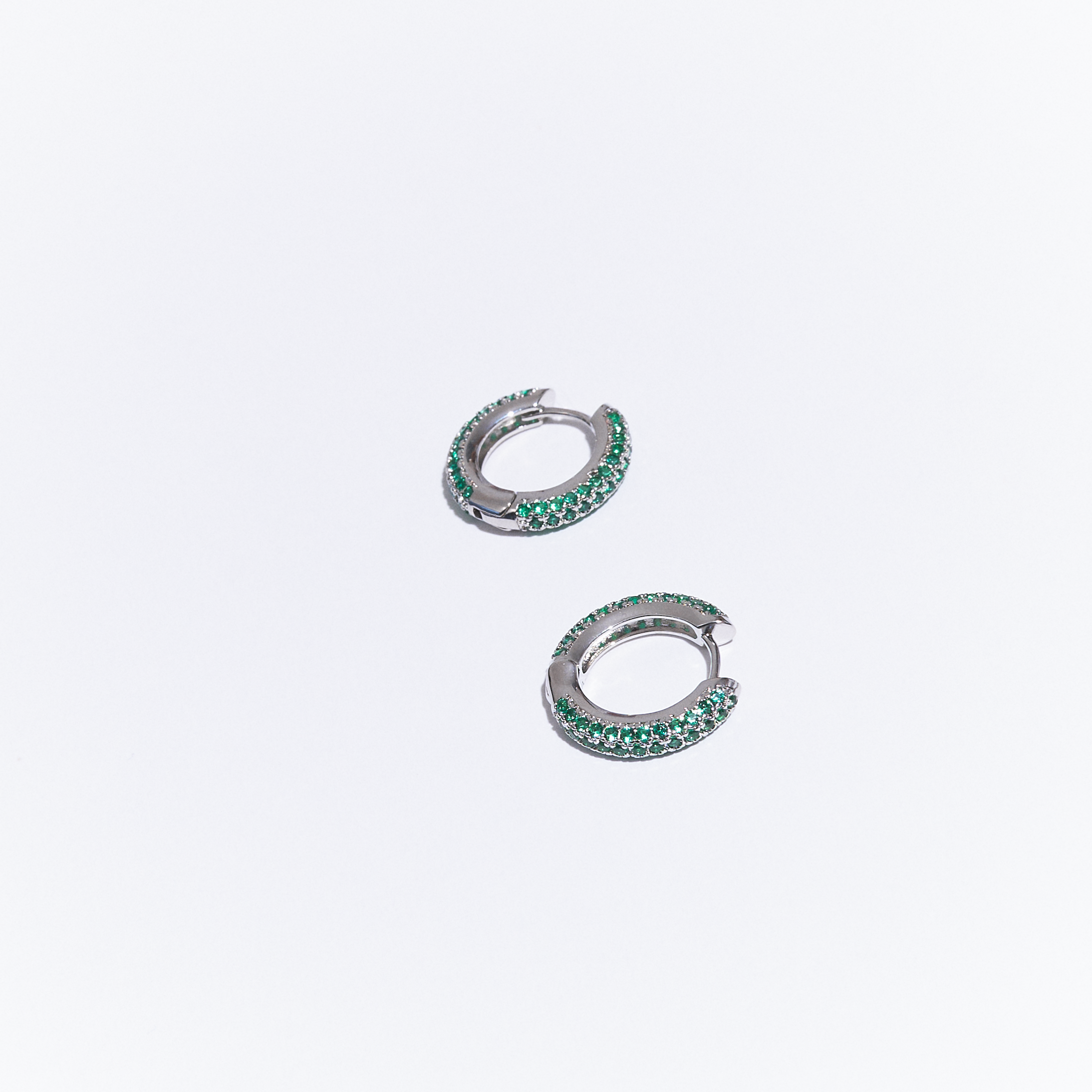 Silver Green Egyptian Hoops