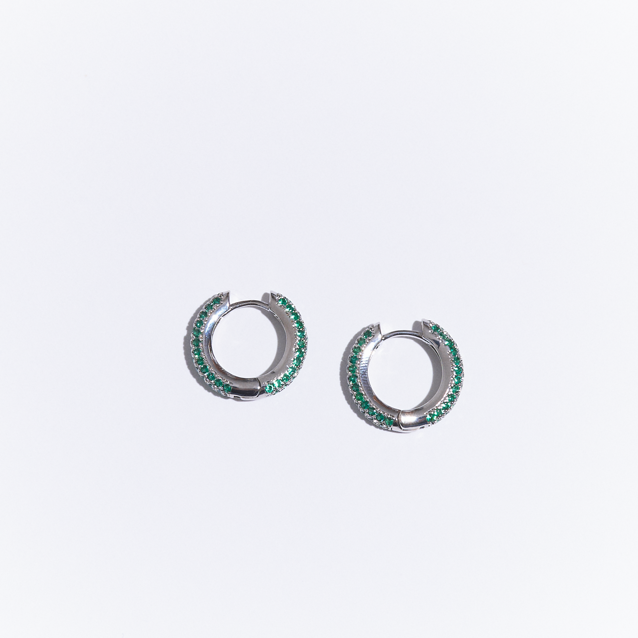 Silver Green Egyptian Hoops