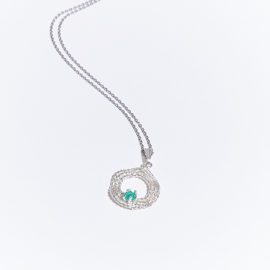 Mj Emerald Silver Necklace