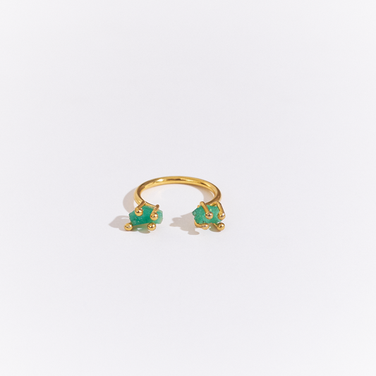 Double Emerald Spider Ring